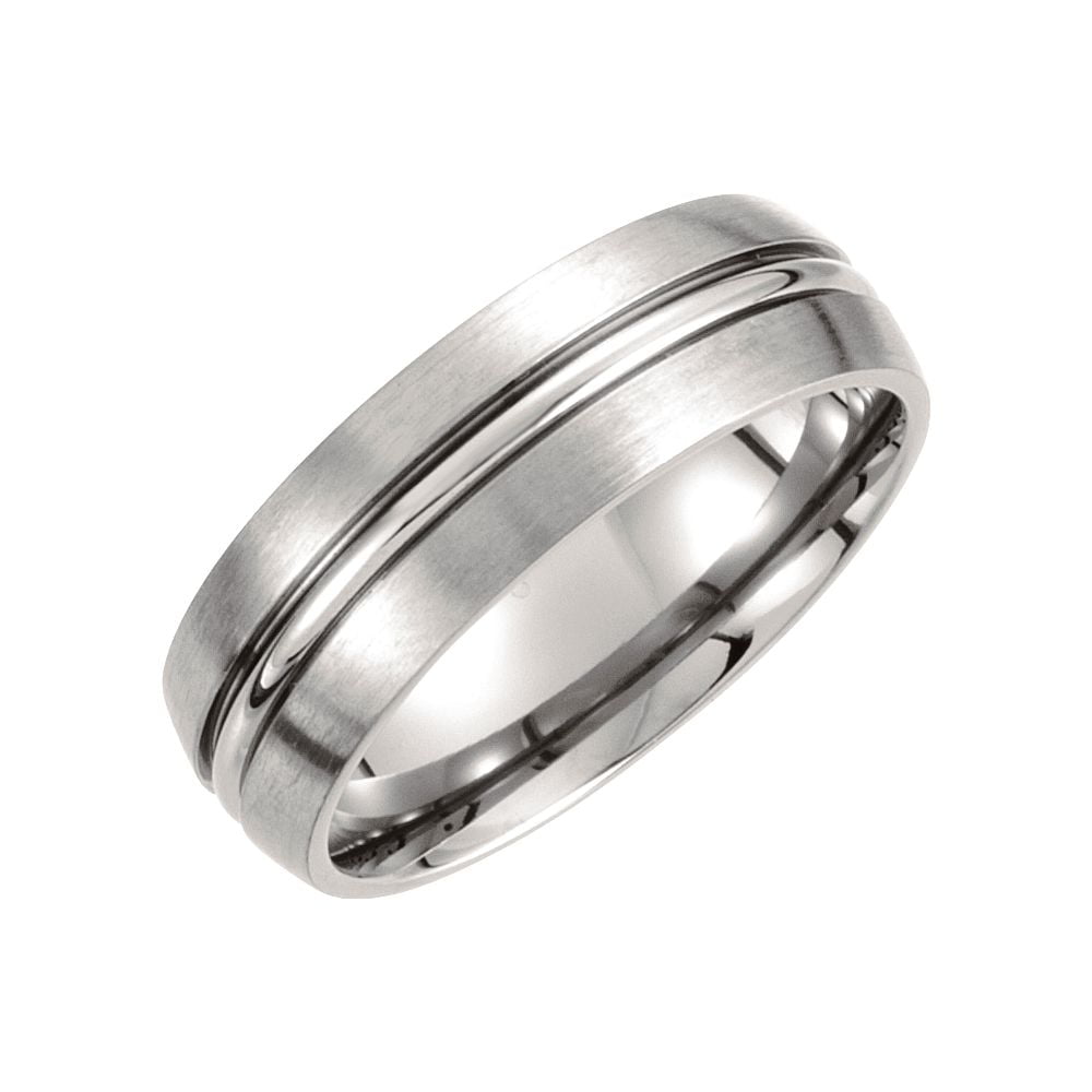 Jewels By Lux Stainless Steel Stone Finish 7mm Band Jewels By Lux Stainless Steel Stone Finish 7mm Band