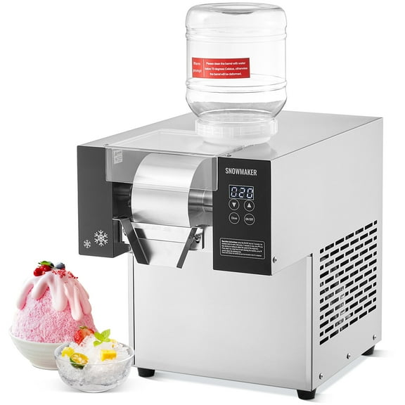 KFFKFF Commercial Snowflake Ice Machine, 276LBS/24H Capacity, Stainless Steel Ice Maker with Air Cooling System, Electric Ice Shaver for Bakery and Cafe Use