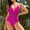 Hot Pink, variant on One Piece Swimsuit Women Belly Control Plunge V Neck Swimsuit Tie Waist Open Back Slimming Swimwear for Beach Pool