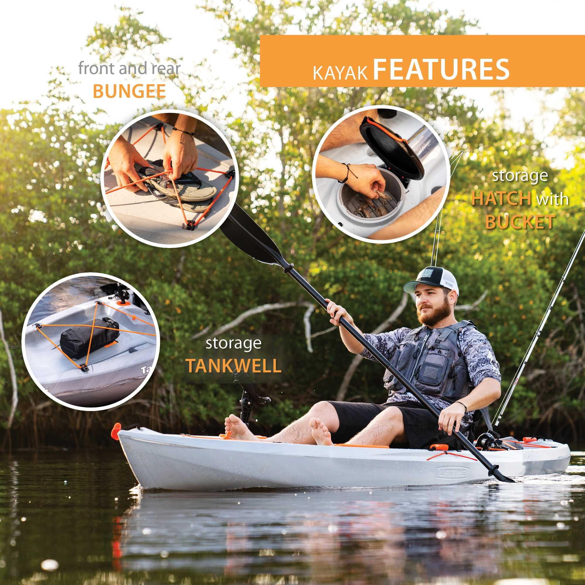 Lifetime Tamarack Pro-Comfort 10 ft 3 in Sit-On-Top Kayak, Moss Fusion (91342)