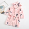 thumbnail image 2 of Ruyang Toddler Girls Cute Graphic Flannel Robe Baby Girls Plain Cat Hooded Robe Warm Fleece Long Sleeve One Piece Outfit, 2 of 3