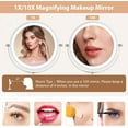thumbnail image 4 of 7in Lighted Makeup Mirror, 1500 mAh Rechargeable，Double Sided Magnifying Vanity Mirror with 3 Colors, 1x/10x, 360° Rotation , Brightness Adjustable Magnification Cosmetic Light up Mirror, Women Gift, 4 of 10