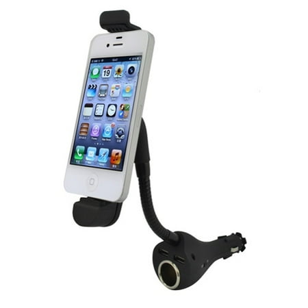 Ipod Dock For 5s Car Mount Charging Socket Holder Dual USB Port Dock Cradle Gooseneck Swivel Black R4A Compatible With iPod Touch 5 Nano 7th Gen, iPhone SE 8 7 6S 6 5S 5C 5 ()