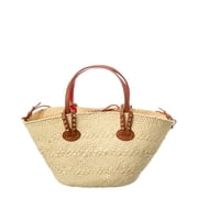 Christian Louboutin Cabata Mini Raffia & Leather Basket Tote, Brown