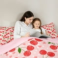 thumbnail image 6 of Homewish Red Cherry Full Size Comforter Sets,Cute Heart Print Bedding Comforter Set,Geometric Polka Dots Bedding Sets For Girl Kids,Breathable Home Decor Reversible,3pcs, 6 of 9