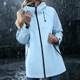 thumbnail image 2 of Women's Hooded Lightweight Raincoat Outdoor Waterproof Windbreaker Warm Rain Jacket for Hiking and Casual Travel, 2 of 9