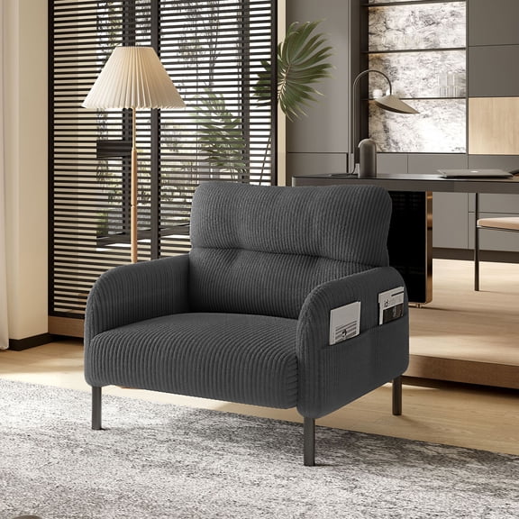 CQSXDA Comfortable Monochrome Wide Seat Chair in United We Win Corduroy Fabric for Living Rooms and Bedrooms