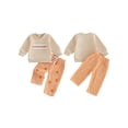 thumbnail image 2 of Lairauiy Baby Toddler Boy 2Pcs Fall Outfit Long Sleeve Sweatshirt + Pumpkin Embroidery Pants Set Warm Clothes, 2 of 9