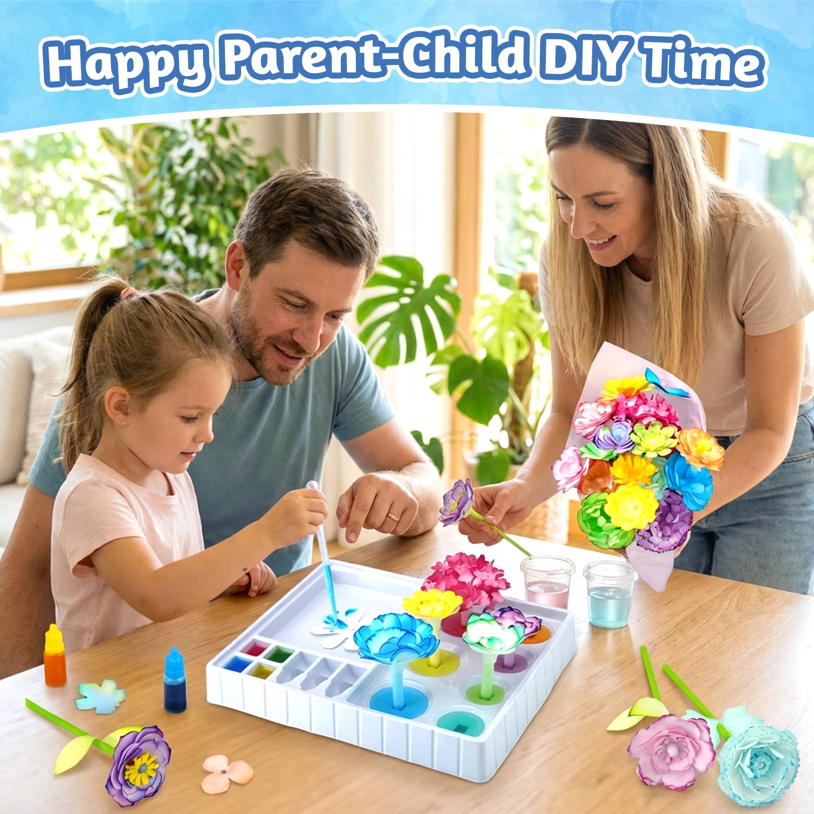Petal Floral Art Kit ，DIY Paper Flower Craft Set, 3D Realistic Flowers with Colored Petals For Girls, Creative Artistic Fun Bouquet Craft Fun & Educational Arts Mother's Day, Birthdays, Parties.
