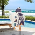 thumbnail image 3 of Yayeee Kids Hooded Towels Toddler Soft Absorbent Beach Bathing Wrap 50" x 23.5", Orange Astronaut Planet, 3 of 5