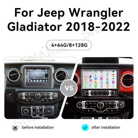 SNATEEN 8 inch Carplay Screen/Radio/Multimedia Player for Jeep Wrangler Gladiator 2018-2022 Universal Car Navigation/GPS Upgrade Headunit Android Display 1080P Touch Screen Replace System