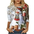 thumbnail image 1 of Camisas Navideñas Para Mujer Tops de Cuello Redondo Blusa Informal Suelta Con Manga 3/4 Y Estampado Navideño Odeerbi  ODB197929, 1 of 5