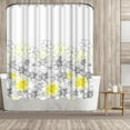 thumbnail image 3 of Yellow Flower Shower Curtain Grey and Yellow Floral Bathroom Decor with Hooks 72"×72", 3 of 4