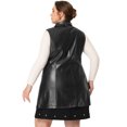 thumbnail image 4 of Chalecos de talgrande pamujer, sin mangas, con solapa, casual, chaquetas de PU, chaleco Negro 1X, 4 of 6