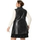 thumbnail image 4 of Chalecos de talgrande pamujer, sin mangas, con solapa, casual, chaquetas de PU, chaleco Negro 1X, 4 of 6
