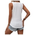thumbnail image 2 of Fashion Button Embroidered Eyelet Tank Top Women Summer Tops Casual Country V Neck Tee Shirts Sleeveless Loose Blouse White M, 2 of 8