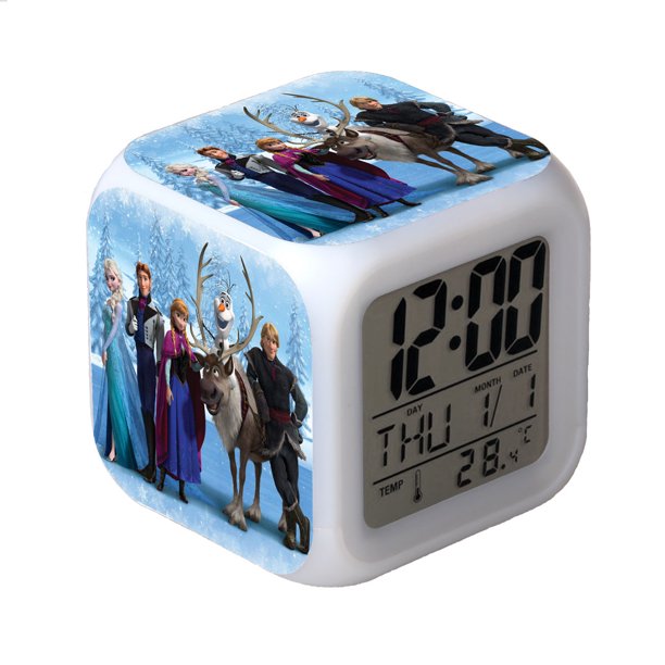 TIMPCV Frozen Colorful Glowing LED Alarm Clock Anime Cartoon Children
