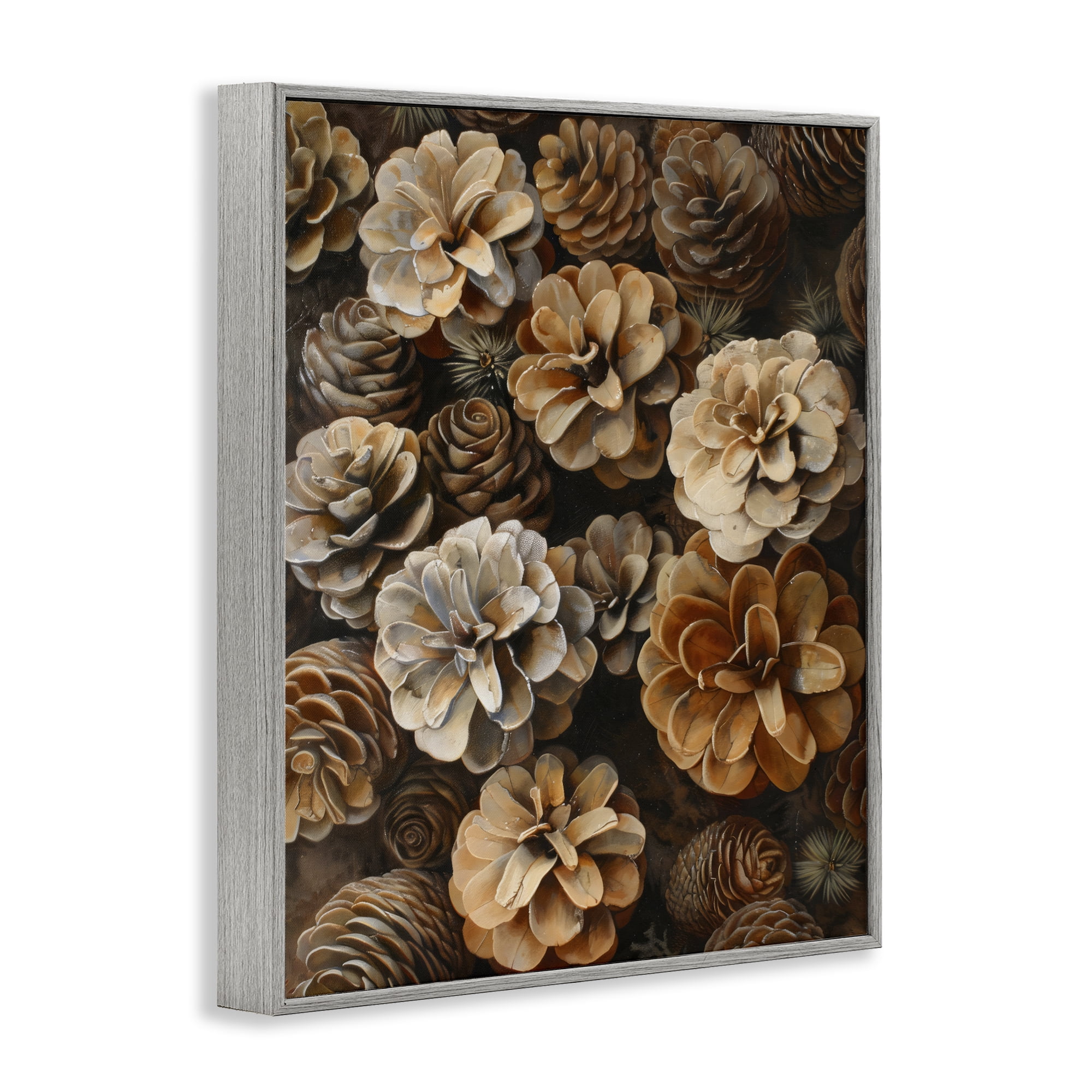 Stupell Industries Pinecone Arrangement Rustic Botanicals Gray Framed Giclee Art, design by Creative Studio