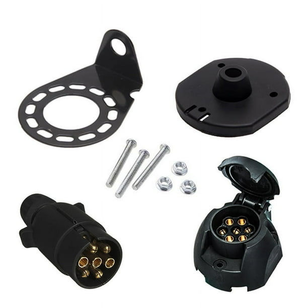 Adaptador de conector de enchufe de remolque 12N de 7 pines, soporte para enganche de remolque de caravana, juego de enchufes de remolque europeo de 7 pines ET1751 Adaptador de enchufe de remolque RV