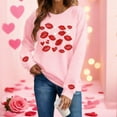 thumbnail image 2 of Xdegoge Valentine Sweatshirt for Women Cute Playful Vintage Lip Print Pullover Casual Loose Long Sleeve Pullovers Fashion Sweet Holiday Costumes, 2 of 10