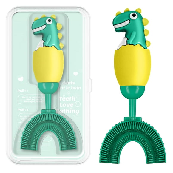Cepillo de dientes ZMRZ de silicona en forma de U para niños, amarillo, de 2 a 7 años