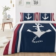 thumbnail image 4 of Twin Size Duvet Cover 4 Piece Bedding Set Nautical Anchor Navy Blue Bed Sheet Sets Soft Microfiber Comforter Cover with Flat Sheet 2 Pillow Shams, 4 of 9