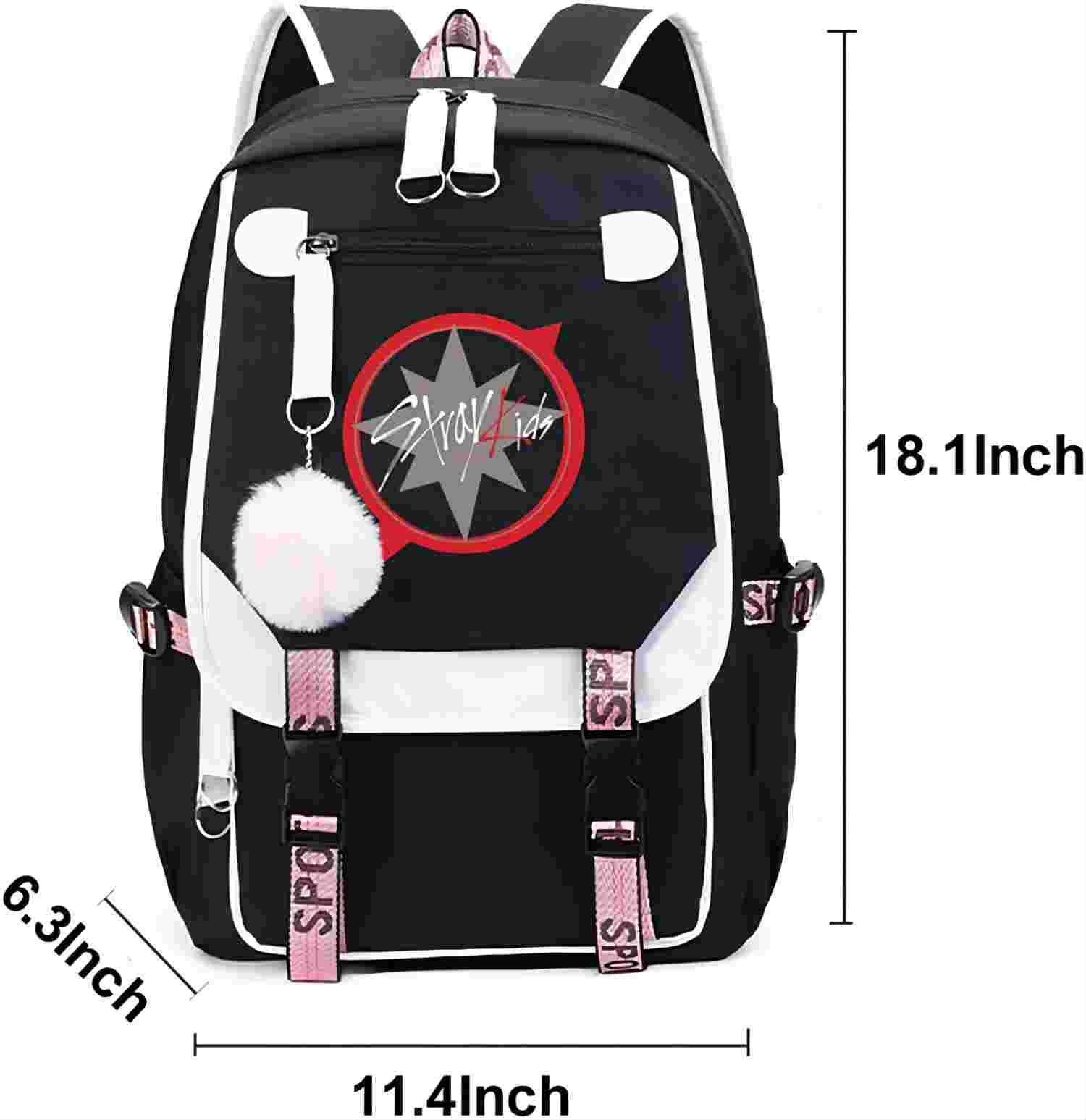 Stray Kidss Backpack School Bag Laptop Backpack with USB Port ,18.1 Inch Large Capacity Water Resistant Carry on Backpack ,SKZ Fans Gifts(Unisex)