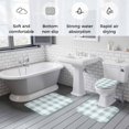 thumbnail image 5 of Aqua Plaid Bath Mat 3 Piece Bathroom Rug Set, Spring Summer Farmhouse Buffalo Checkered Non Slip Bath Rug Contour Mat and Toilet Lid Cover, Absorbent Shower Mats Soft Bath Rugs and Mats Sets, 5 of 8