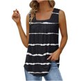 thumbnail image 5 of USSUMA Summer Tops for Women 2025 Womens Tank Tops Sleeveless Square Neck Loose Fit Casual Printed Casual Tee Comfortable T-Shirt Party Black Polyester Up to 65% off Tank Top for Women S, 5 of 5