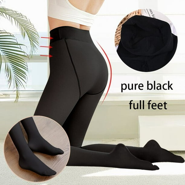 Mallas térmicas de forro polar para mujer, pantimedias translúcidas falsas, medias cálidas para mujer, medias gruesas de invierno