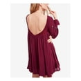 thumbnail image 2 of FREE PEOPLE $148 Womens New 1642 Burgundy Floral Pleated V-back Dress S B+B, 2 of 4
