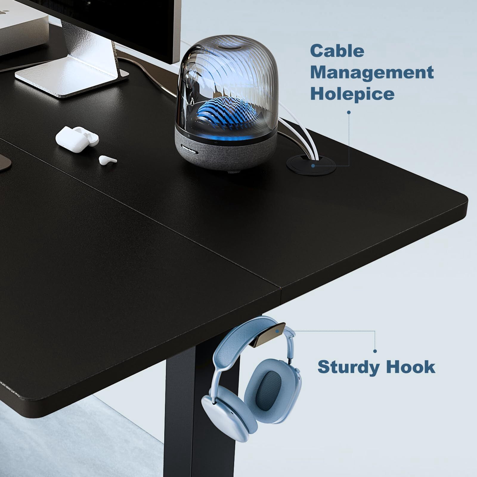 Kelno 40" Electric Standing Desk Height Adjustable Sit-Stand Desk with 3 Memory Presets Splice Desktop, Black