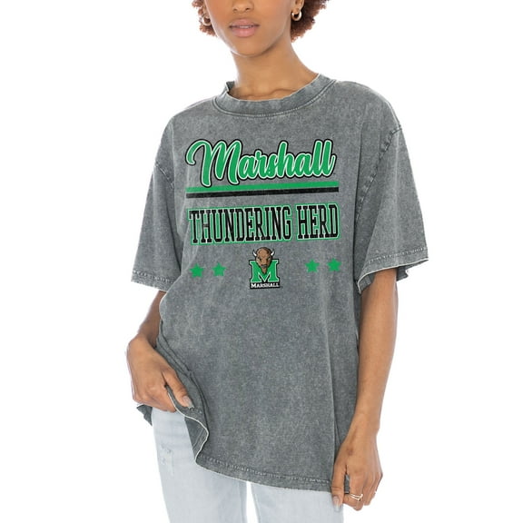 Women's Gameday Couture Gray Marshall Thundering Herd Here To Play Oversized T-Shirt