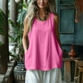 thumbnail image 2 of Flowy Tank Tops for Women Loose Cotton Linen Sleeveless Crew Neck Tops Dressy Causal Bussniess Beach Tunics with Pockets, 2 of 7