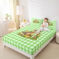 thumbnail image 3 of Erosebridal Kids Easter Rabbits Eggs Queen Sheet Sets 4 Pieces,Boys Girls Green Plaid Bed Set,Microfiber Bedroom Decor, 3 of 5