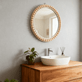 thumbnail image 5 of MEHOOM 17" Round Wall Mirror, Boho Hanging Round Mirror, Wall Decor for Bedroom, Bathroom, Living Room, Beige, 5 of 10