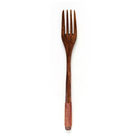 

TureClos Wood Chopsticks Travel Dinnerware Suit Housewarming Gift Tableware Set Cooking Utensil Tool Kitchen Fork for Children Adults Use Brown Line Fork