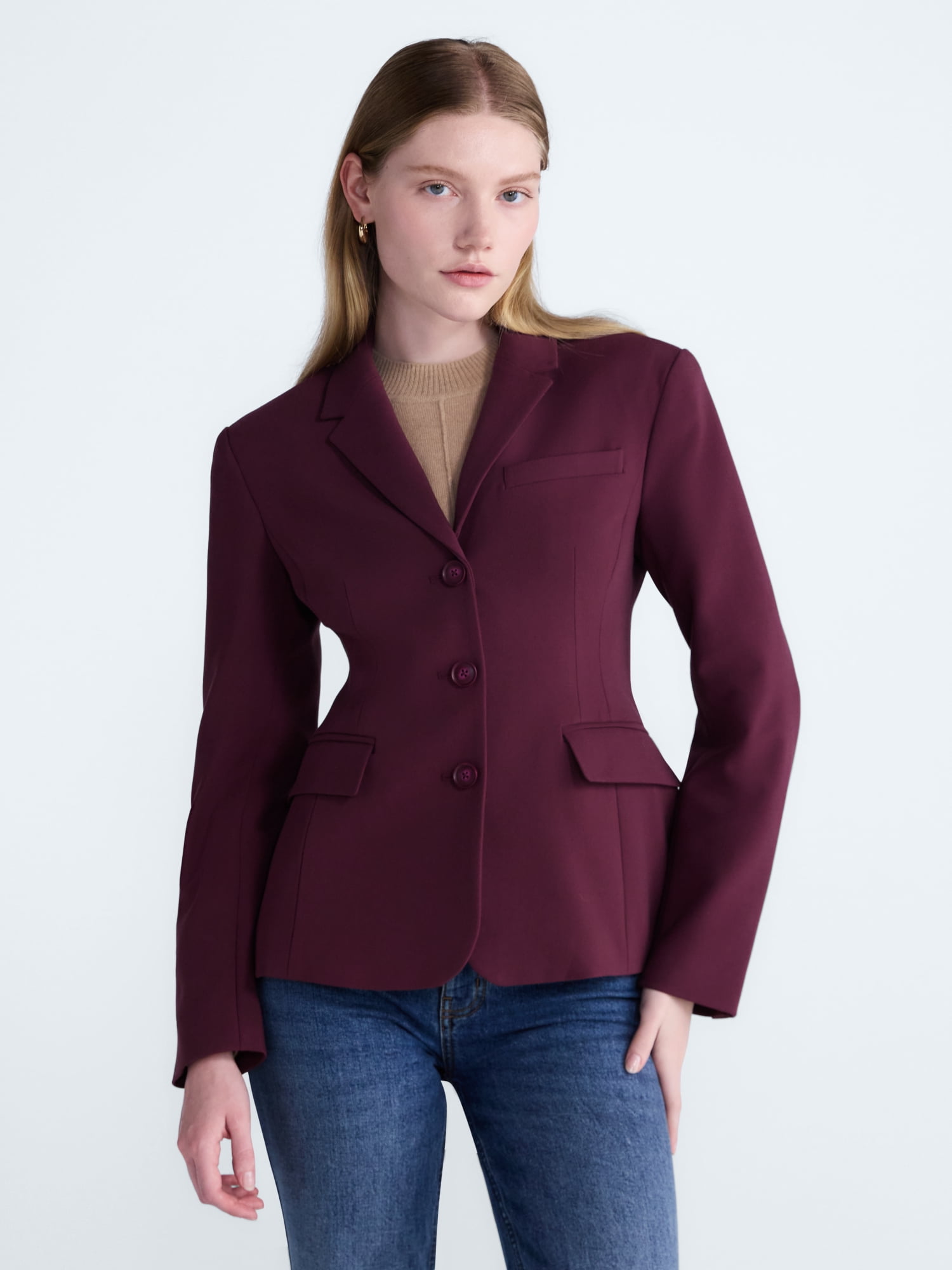 Scoop Women's and Women's Plus Notched Hourglass Blazer, Sizes XS-XXL