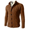 thumbnail image 2 of JTieacloth Mens Lightweight Sweaters Male Autumn And Winter Sweater Jacket Cardigan Button Solid Color Long Sleeve Standing Collar Jacquard Casual Sweater(Brown), 2 of 4