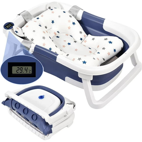GRM Baignoire Pliable pour Bébé à Tout-Petit, Antidérapant Portable avec Trou de Vidange