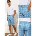 thumbnail image 5 of Unique Bargains Men's Plaid Shorts Straight Fit Comfort Flat Front Checked Shorts 32 Blue, 5 of 6