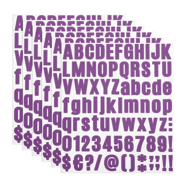 Kit de Calcomanías de Letras y Números de Vinilo Uxcell, Calcomanías Autoadhesivas para Buzón, Letrero Púrpura 486 Piezas 6 Hojas