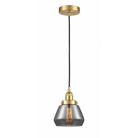 616-1PH-SG-G173-LED-Innovations Lighting-Fulton - 1 Light Mini Pendant In Industrial Style-10 Inches Tall and 7 Inches Wide Satin Gold Plated Smoke