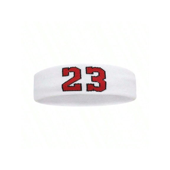 Sports Fitness Headband Breathable Quick Dry High Elastane Basketball Star Number 23 Pattern Red and White