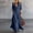 Dark Blue, variant on Woman Dress Fit & Flare Long Dresses Button Down Flowy Dress Dresses Maxi Green Collared 3/4 Sleeve Exterior Pocket Womens Dresses Summer L