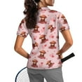 thumbnail image 2 of COEQINE Women 1/4 Zip Golf Shirts for Valentine's Day Quick Dry Fit Lightweight Golf Polo Tops Short Sleeve Cooling Bowling Shirt Cute Highland Cattle Rose Heart Print Sportswear, S, 2 of 7
