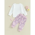 thumbnail image 4 of Bagilaanoe 2Pcs Baby Girl Clothing Sets Toddler Letter Print Long Sleeve Sweatshirt Tops + Sweatpants 6M 12M 18M 24M 3T Kids Fall Pants Set, 4 of 9