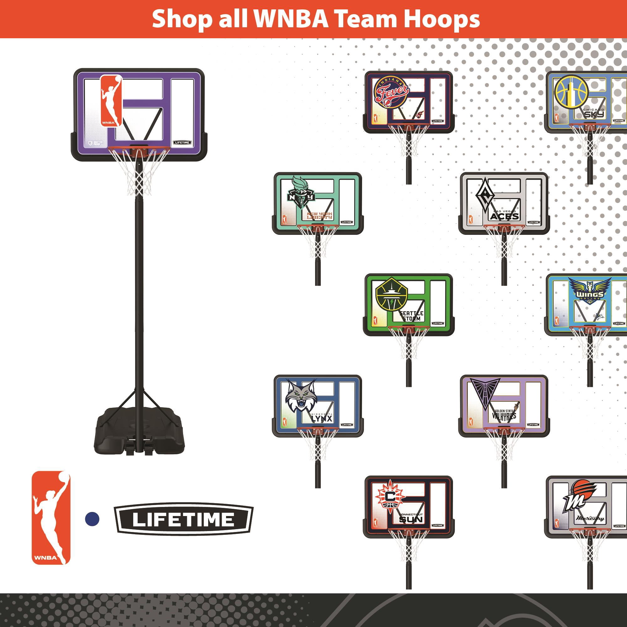 Lifetime All Teams WNBA League 7.5ft - 10ft Adjustable Height 44" Fusion Outdoor Portable Basketball Hoop