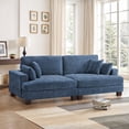 thumbnail image 4 of Dycanpo 3 Seater Corduroy Sectional Sofa with Pillow, 88" Upholstered Blue Couch,, Loveseat Sofa for Living Room, Blue, 4 of 11