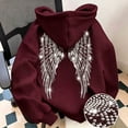 thumbnail image 6 of OSOLU Women's Oversized Hoodies Sparkly Rhinestone Wing Decor Back Long Sleeve Casual Sweatshirts Red, 6 of 6